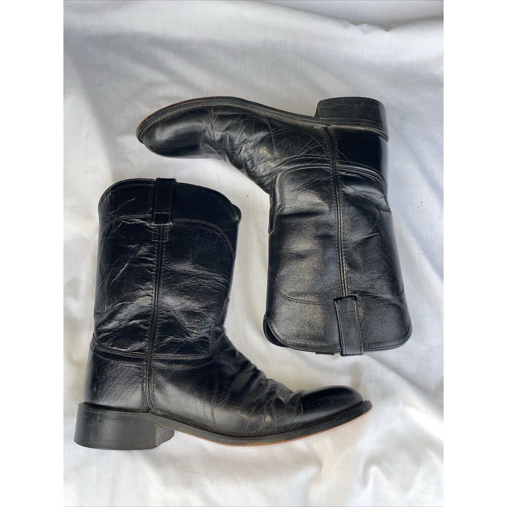 Old West Men’s Western Boots Size 8.5 D Black Leather Cowboy Rodeo Dress